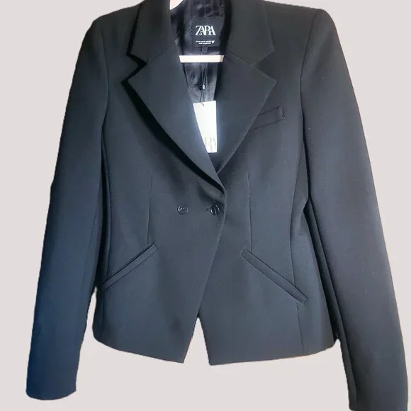 NWT! Zara Shoulder Pad Blazer - Black Tailor Fit - Women's Size M - Picture 7 of 16